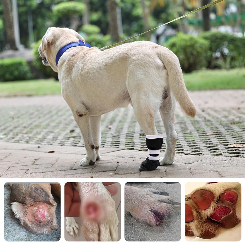 ETIAL Dog Paw Wound Recovery Boot for Injured Paw, Anti-Slip Dog Shoe with Self-Adhesive Strap, Dog Paw Protector for Outdoor Walking & Keep Dogs from Licking Wounds (Black w/White, S) - Image 4